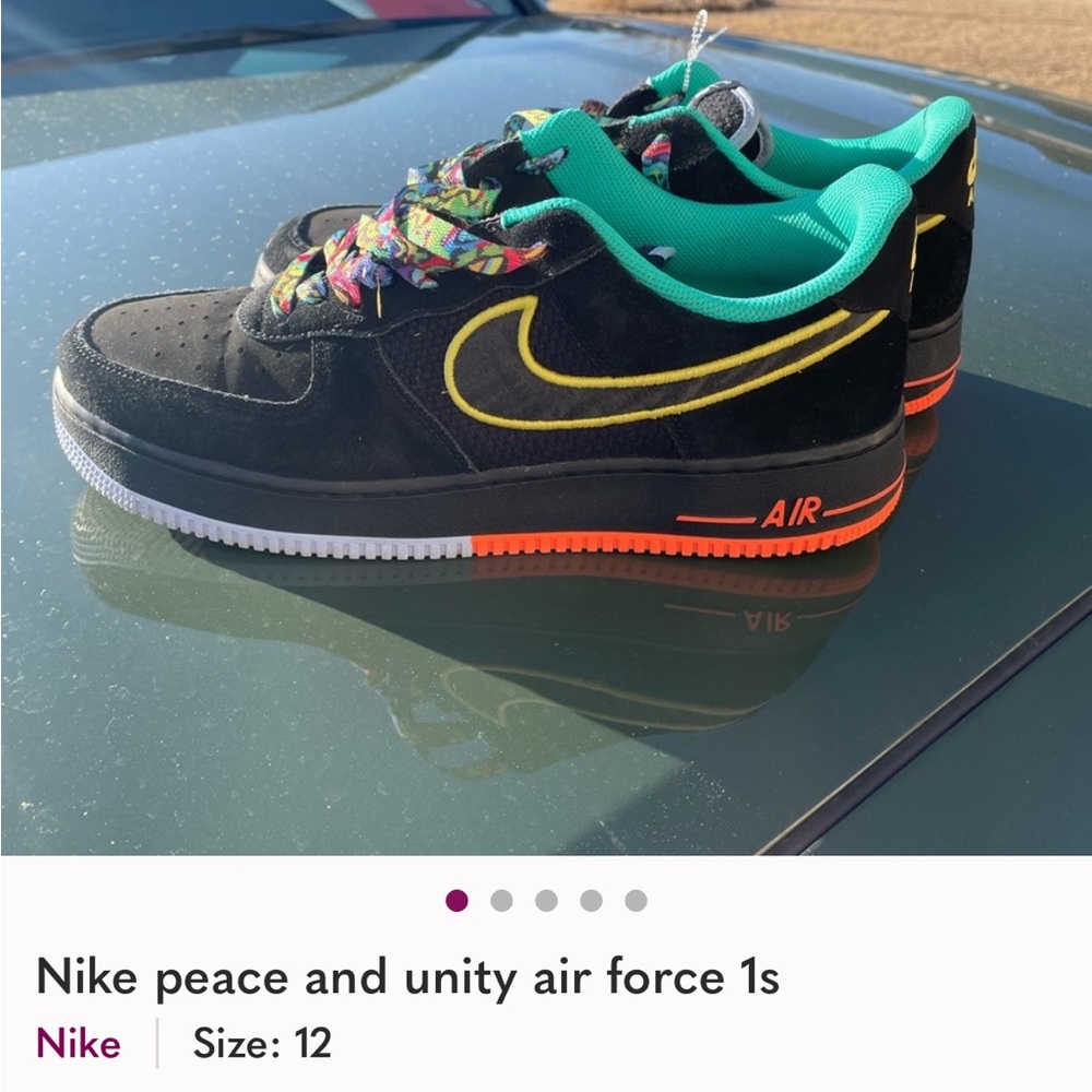Nike Peace and Unity Air Force 1s - Black with Yellow and Orange